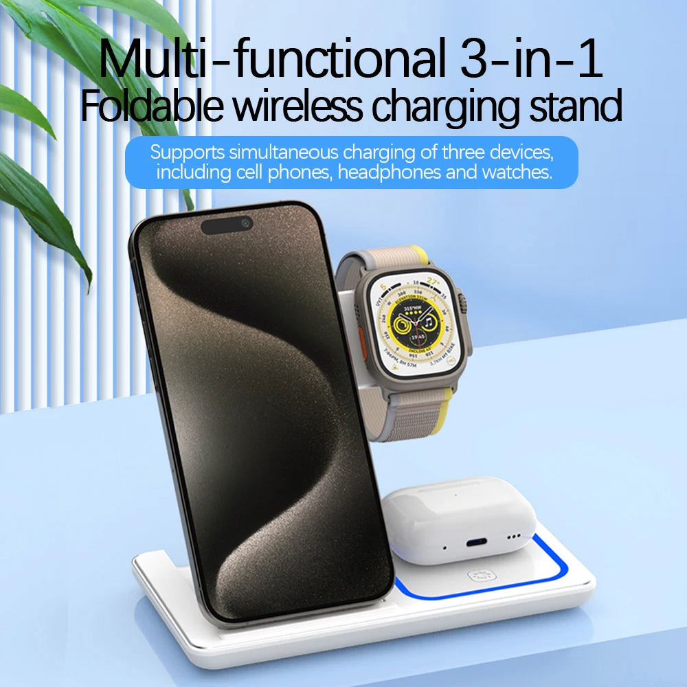 3 In 1 Foldable Wireless Charger & Multi Stand.