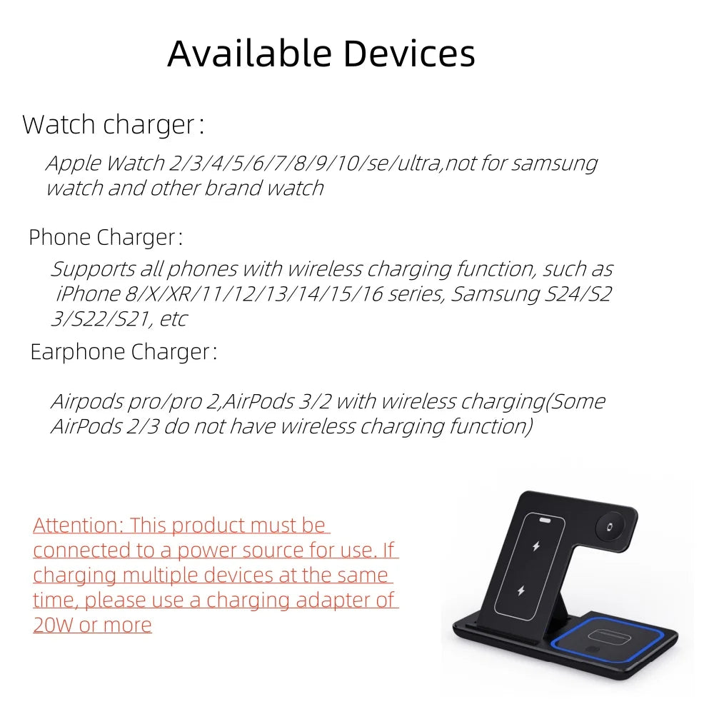 3 In 1 Foldable Wireless Charger & Multi Stand.